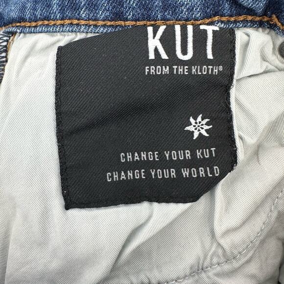 Kut From The Cloth Straight Distressed Raw Hem Jeans WMNS 4 Medium Wash Cotton - Picture 6 of 9